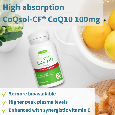 CoQ10 100mg - High Absorption CoQsol-CF with Vitamin E & D-Limonene