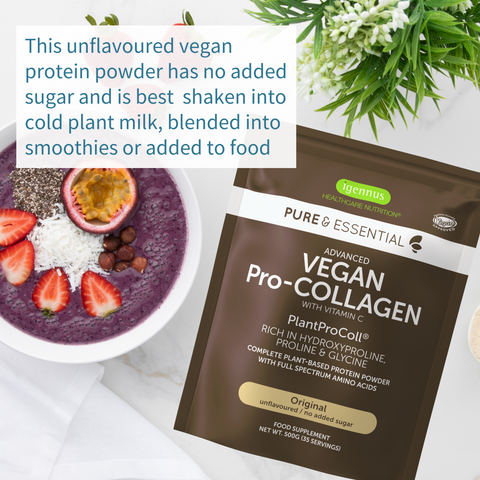 Pure & Essential Vegan Pro-Collagen Protein Powder, Enhanced with Glycine, Proline & Hydroxyproline & Vitamin C, 35 Servings