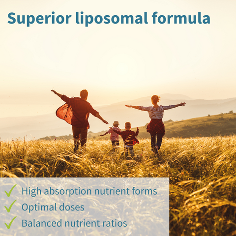 Liposomal Vitamin C 1000mg & Zinc, Liquid Immune Support Complex, with Copper & Selenium, Citrus-Vanilla Flavour, for Adults & Children