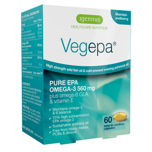 Vegepa - fish oil with evening primrose oil, high strength omega-3 EPA & omega-6 GLA, 60 softgels