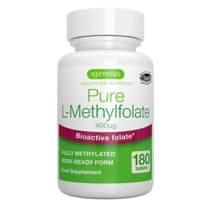 Pure L-Methylfolate 400mcg, Vegan & Clean Label, 180 Small Tablets