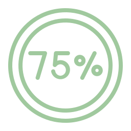 75% progress indicator with a green circle on a white background
