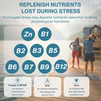 Two people exercising on a dock with a list of nutrients and their forms displayed.