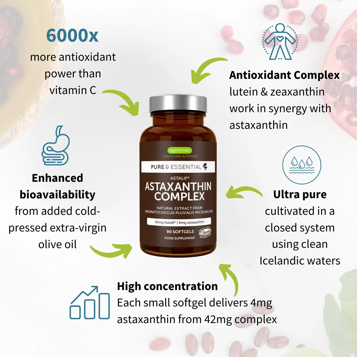 Astaxanthin Complex, 4mg Astaxanthin from 42mg, Vegan, 90 Softgels