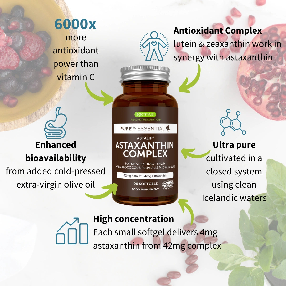 Astaxanthin Complex, 4mg Astaxanthin from 42mg, Vegan, 90 Softgels