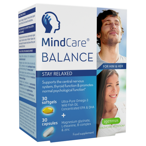 MindCare BALANCE stay relaxed - stress relief capsules with omega-3, magnesium glycinate, L-Theanine & multivitamins, 30-day supply