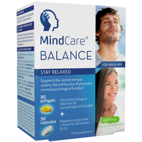 MindCare BALANCE Stay Relaxed - Stress Relief Capsules with Omega-3, Magnesium Glycinate, L-Theanine & Multivitamins, 30-Day Supply