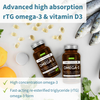 Super Concentrated Omega-3 Wild Fish Oil & Vitamin D, 660mg rTG Triglyceride EPA & DHA & 1000iu D3, 1-a-day, 60 Softgels