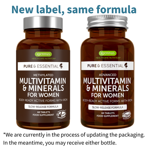 Methylated Multivitamin & Minerals with Iron for Women, Sustained Release, with Folate, Vitamin D3 1000iu & Zinc, 60-180 Tablets