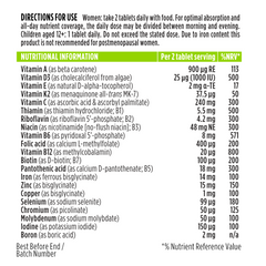 Methylated Multivitamin & Minerals with Iron for Women, Sustained Release, with Folate, Vitamins D3 1000iu & Zinc, 60-180 Tablets