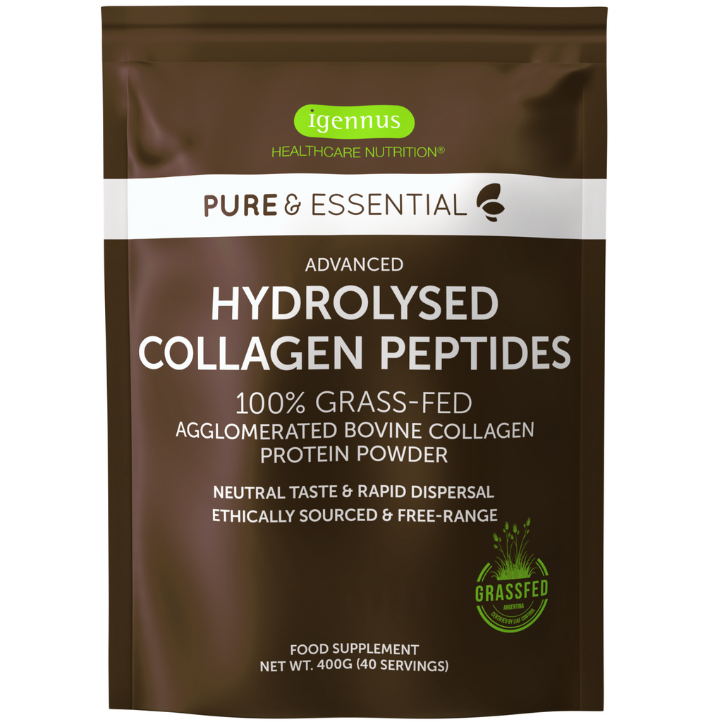 Pure & Essential Advanced Hydrolysed Collagen Peptides – 100% Grass-fed Bovine Collagen Protein Powder, 40 servings