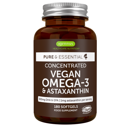 Vegan Omega-3 DHA & EPA 600mg & Astaxanthin, 60-180 Softgels