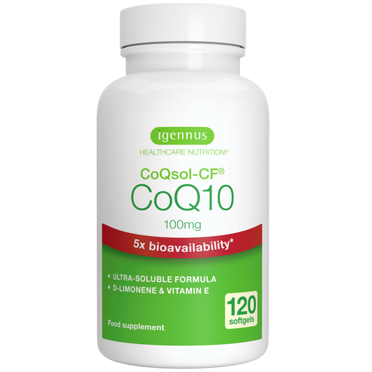 CoQ10 100mg - High Absorption CoQsol-CF with Vitamin E & D-Limonene, 120 Softgels