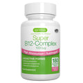 Supplement bottle labeled 'Super B12-Complex' by igennus on a white background