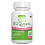 Supplement bottle labeled 'Super B12-Complex' by igennus on a white background