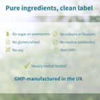 List of product attributes on a green blurred background