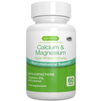 Supplement bottle labeled 'Calcium & Magnesium' with green and white design on a white background