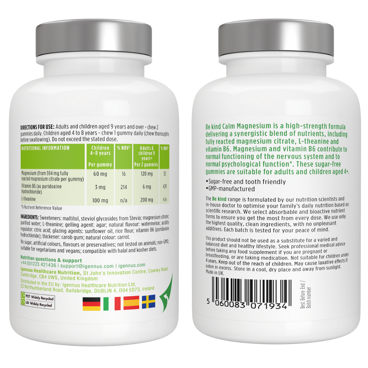 Calm Magnesium Gummies, with L-Theanine & Vitamin B6, for Kids & Adults, 90 Gummies