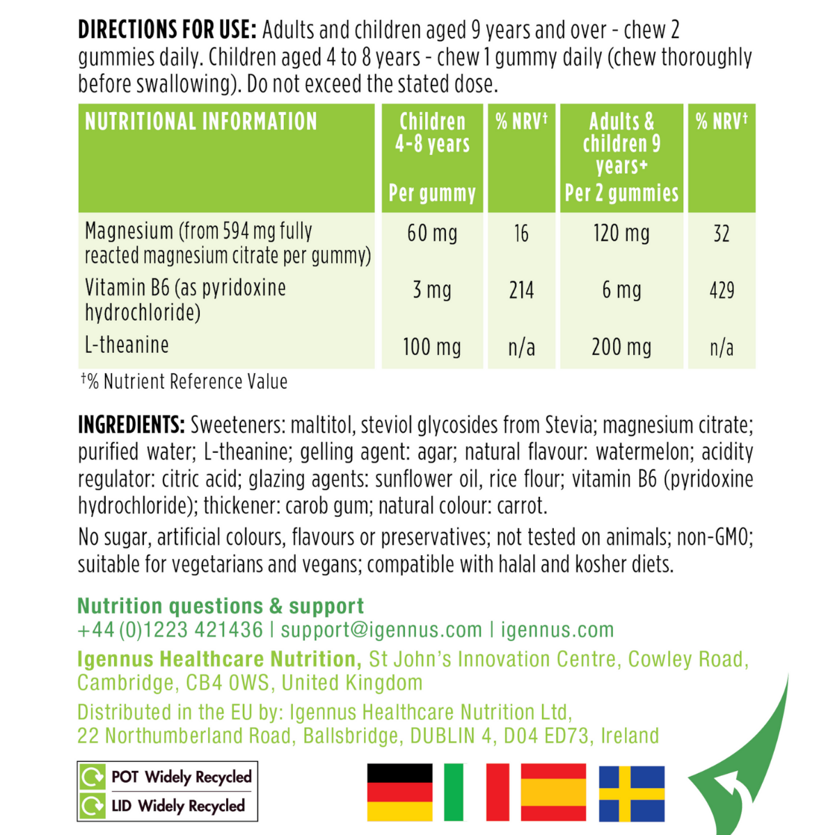 Calm Magnesium Gummies, with L-Theanine & Vitamin B6, for Kids & Adults, 90 Gummies