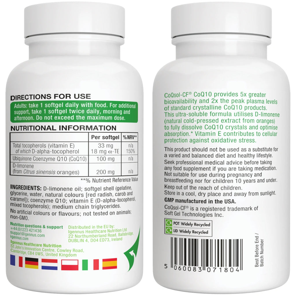 Two supplement bottles with labels showing directions, nutritional information, and ingredients.