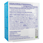 Nutritional information and ingredient list on a supplement package.