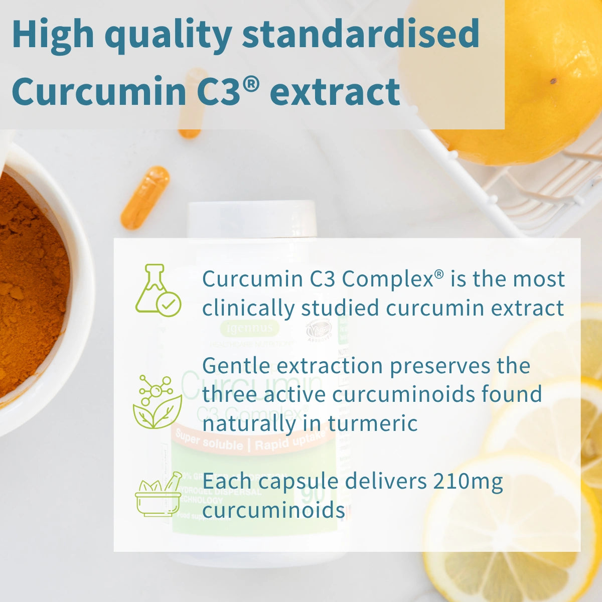 High Absorption Curcumin C3 Complex, Super Soluble & Rapid Uptake, 90 Capsules