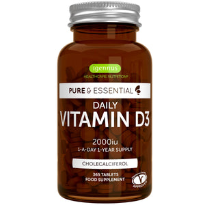 Brown bottle of Daily Vitamin D3 with Igennus label on a white background