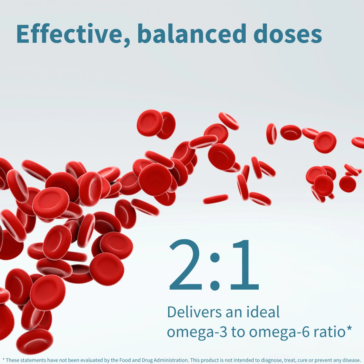 Red blood cells with a 2:1 ratio text on a light blue background