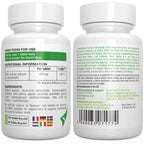 Two white pill bottles with labels showing nutritional information and directions for use.