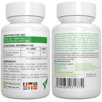 Two white pill bottles with labels showing nutritional information and directions for use.