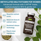 Methylated Multivitamin & Minerals with Iron for Women, with Folate, Vitamin D3 1000iu & Zinc, 60-180 Tablets