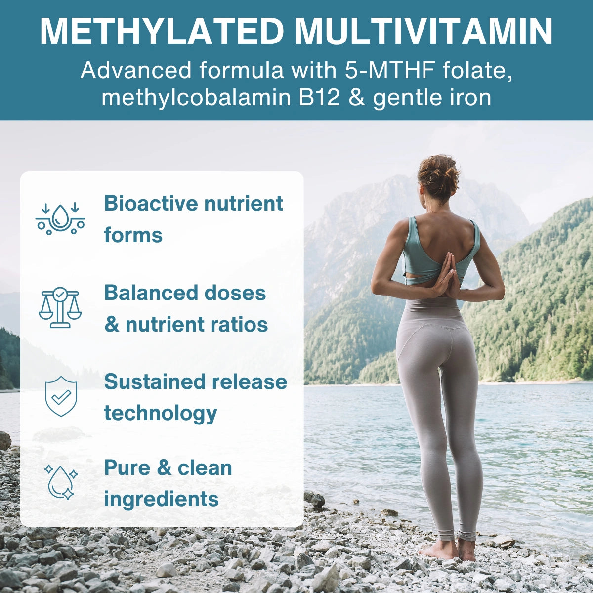 Methylated Multivitamin & Minerals with Iron for Women, with Folate, Vitamin D3 1000iu & Zinc, 60-180 Tablets