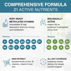 Methylated Multivitamin & Minerals with Iron for Women, with Folate, Vitamin D3 1000iu & Zinc, 60-180 Tablets