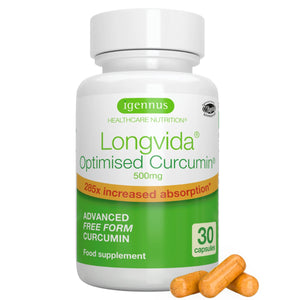 Longvida® Optimised Curcumin® 500mg, Advanced Free Form Curcumin, 30 Capsules