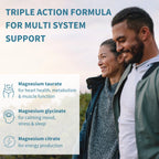Triple Magnesium Complex, Fully Reacted and Chelated Magnesium Citrate, Bisglycinate & Taurate, 60-180 Tablets