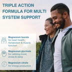 Triple Magnesium Complex, Fully Reacted and Chelated Magnesium Citrate, Bisglycinate & Taurate, 60-180 Tablets