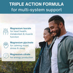 Triple Magnesium Complex, Fully Reacted and Chelated Magnesium Citrate, Bisglycinate & Taurate, 60-180 Tablets