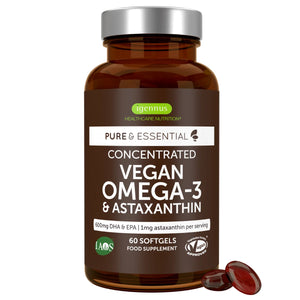 Vegan Omega-3 Algae Oil, 400mg DHA & 200mg EPA & Astaxanthin, 60-180 Softgels