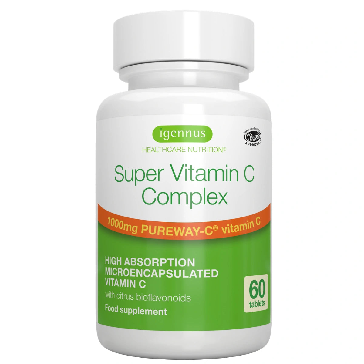Super Vitamin C Complex, 1000mg Microencapsulated Pureway-C® with Bioflavonoids, 60 Tablets