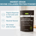 Advanced Hydrolysed Collagen Peptides – 100% Grass-fed Bovine Collagen Protein Powder, 40 Servings