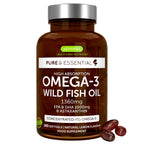 High absorption Omega-3 Wild Fish Oil, 1000mg EPA & DHA rTG Triglyceride and Astaxanthin, 180 Softgels