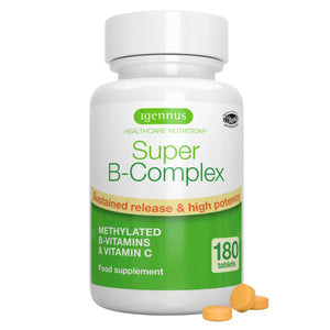 Methylated Super B-Complex, Vitamin B Complex with Vitamin C & Methylfolate, Sustained Release, 60-180 Tablets