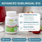 Super B12-Complex 1000mcg, Sublingual Vitamin B12 Melt, High Absorption Methylcobalamin, Adenosylcobalamin & Hydroxocobalamin, 180 Tablets