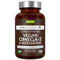 Vegan Omega-3 Algae Oil, 400mg DHA & 200mg EPA & Astaxanthin, 60-180 Softgels