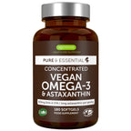 Vegan Omega-3 Algae Oil, 400mg DHA & 200mg EPA & Astaxanthin, 60-180 Softgels