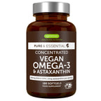 Vegan Omega-3 Algae Oil, 400mg DHA & 200mg EPA & Astaxanthin, 60-180 Softgels