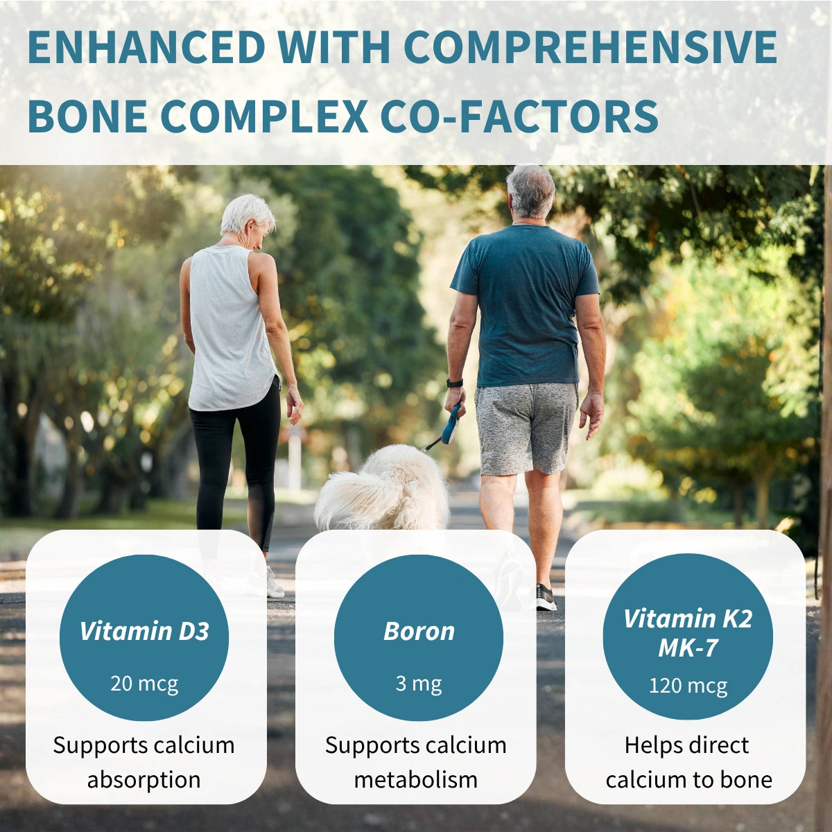 Calcium & Magnesium, High Absorption Algae Mineral Complex, Vitamin D3, K2 & Boron, Vegan, 60 Tablets