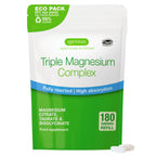 Triple Magnesium Complex, Fully Reacted and Chelated Magnesium Citrate, Bisglycinate & Taurate, 60-180 Tablets