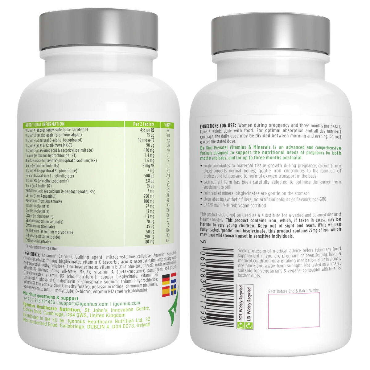 Methylated Pregnancy Multivitamin, with Folic Acid as Methyl-Folate, Choline, Calcium, Gentle Iron, 60 Tablets