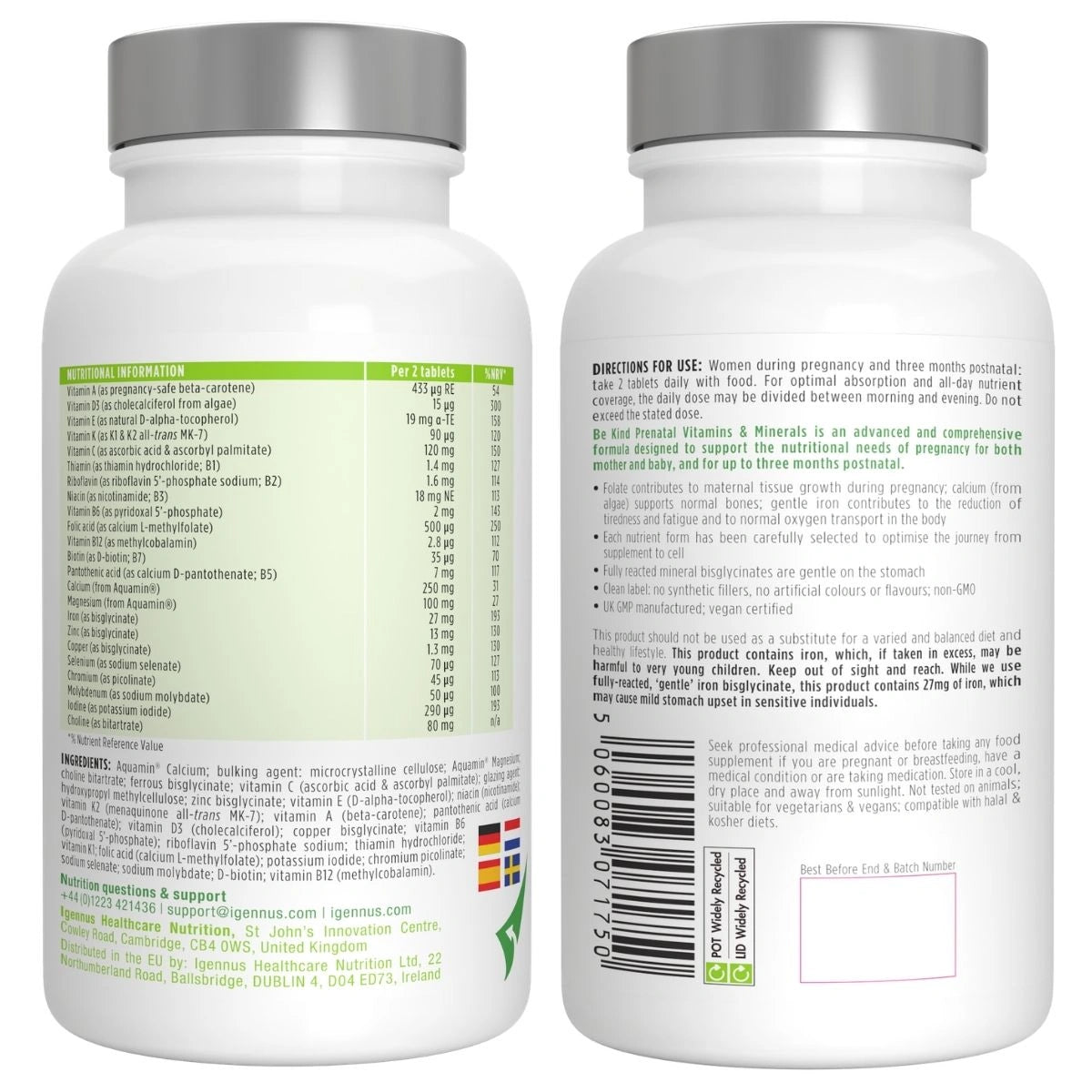 Methylated Pregnancy Multivitamin, with Folic Acid as Methyl-Folate, Choline, Calcium, Gentle Iron, 60 Tablets